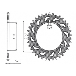 SUNSTAR ZĘBATKA TYLNA 489 49 KAWASAKI KX/KXF `84-'20 (JTR460.49) (ŁAŃC. 520) (48949JT)